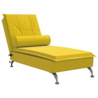 vidaXL Massage-Chaiselongue mit Nackenrolle Gelb Samt