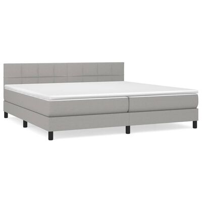 vidaXL Boxspringbett mit Matratze Hellgrau 200x200 cm Stoff