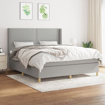 vidaXL Boxspringbett mit Matratze Hellgrau 160x200 cm Stoff