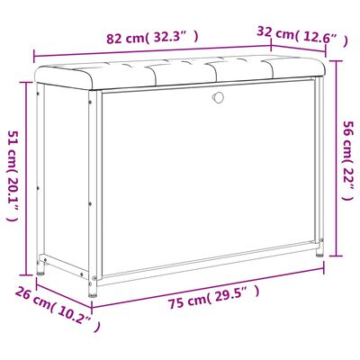 vidaXL Schuhbank mit Klappe Räuchereiche 82x32x56 cm