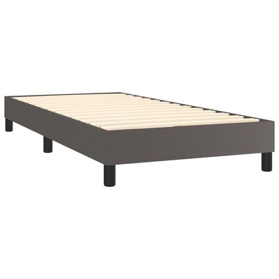 vidaXL Boxspringbett mit Matratze & LED Grau 80x200 cm Kunstleder