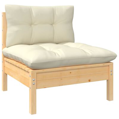 vidaXL 6-tlg. Garten-Lounge-Set mit Creme Kissen Kiefernholz