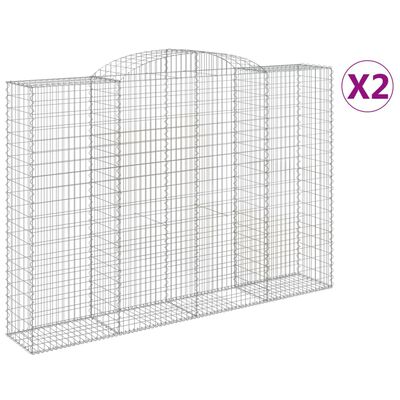 vidaXL Gabionen mit Hochbogen 2 Stk. 300x50x200/220cm Verzinktes Eisen