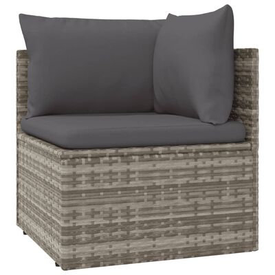 vidaXL 7-tlg. Garten-Lounge-Set mit Kissen Grau Poly Rattan