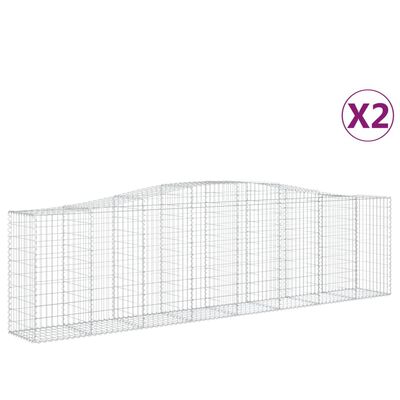 vidaXL Gabionen mit Hochbogen 2 Stk. 400x50x100/120cm Verzinktes Eisen