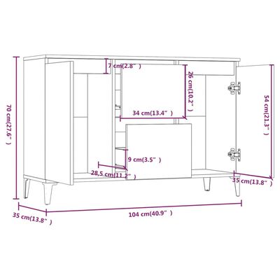 vidaXL Sideboard Grau Sonoma 104x35x70 cm Holzwerkstoff