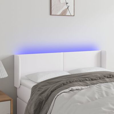 vidaXL LED Kopfteil Weiß 147x16x78/88 cm Kunstleder