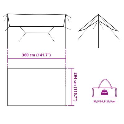 vidaXL Tarp Grün 360x294 cm Wasserdicht