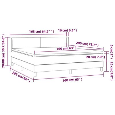 vidaXL Boxspringbett mit Matratze Schwarz 160x200 cm Kunstleder