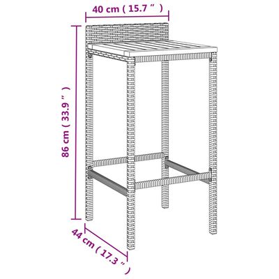 vidaXL 9-tlg. Gartenbar-Set Schwarz Poly Rattan & Massivholz Akazie