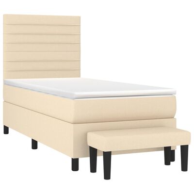 vidaXL Boxspringbett mit Matratze Creme 90x190 cm Stoff