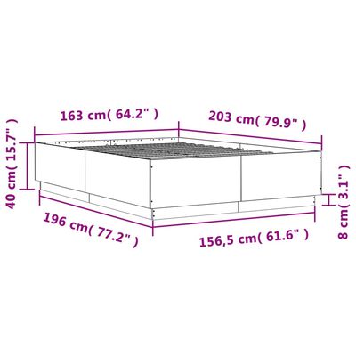 vidaXL Bettgestell mit LED Sonoma-Eiche 160x200 cm Holzwerkstoff