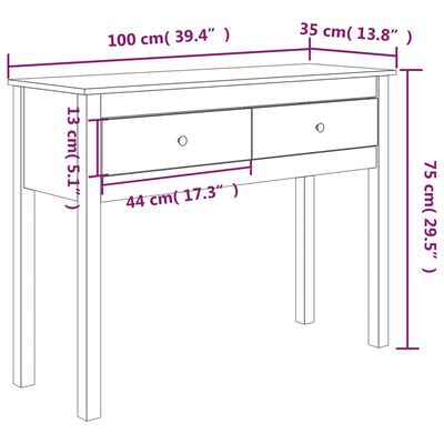 vidaXL Konsolentisch Weiß 100x35x75 cm Massivholz Kiefer