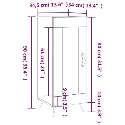 vidaXL Sideboard Schwarz 34,5x34x90 cm Holzwerkstoff