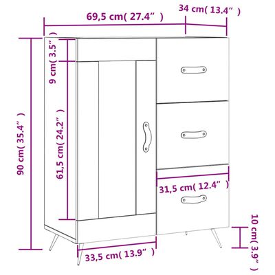 vidaXL Sideboard Sonoma-Eiche 69,5x34x90 cm Holzwerkstoff