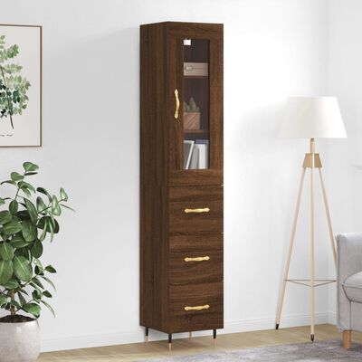 vidaXL Highboard Braun Eichen-Optik 34,5x34x180 cm Holzwerkstoff