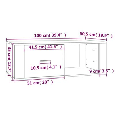 vidaXL Couchtisch Weiß 100x50,5x35 cm Holzwerkstoff