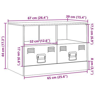 vidaXL TV-Schrank Olivgrün 67x39x44 cm Stahl