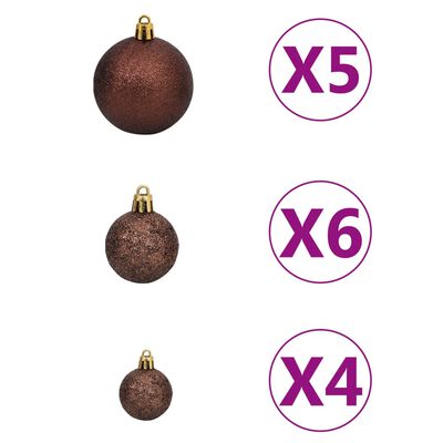 vidaXL Künstlicher Halb-Weihnachtsbaum Beleuchtung Kugeln Weiß 120 cm