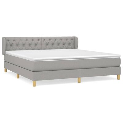 vidaXL Boxspringbett mit Matratze Hellgrau 160x200 cm Stoff