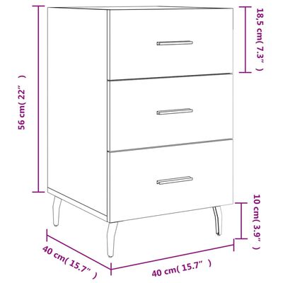 vidaXL Nachttisch Hochglanz-Weiß 40x40x66 cm Holzwerkstoff