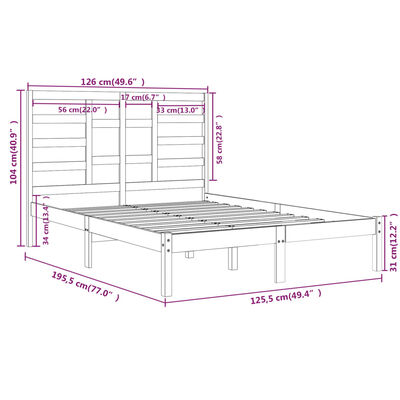 vidaXL Massivholzbett Weiß 120x190 cm