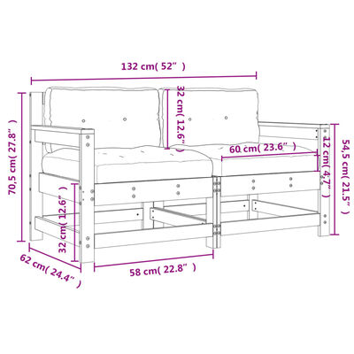 vidaXL Gartenstühle mit Kissen 2 Stk. Massivholz Douglasie