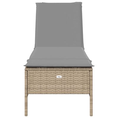 vidaXL Sonnenliege mit Auflage Beige Poly Rattan