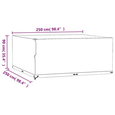 vidaXL Gartenmöbel-Abdeckung 16 Ösen 250x250x90 cm Quadratisch