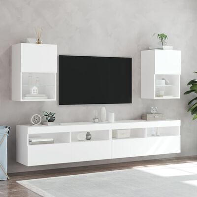 vidaXL TV-Schrank mit LED-Leuchten Weiß 40,5x30x60 cm