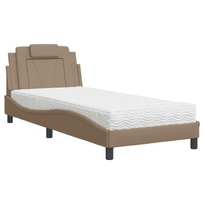 vidaXL Bett mit Matratze Cappuccino-Braun 90x200 cm Kunstleder