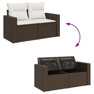 vidaXL 6-tlg. Garten-Sofagarnitur mit Kissen Braun Poly Rattan