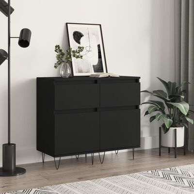 vidaXL Sideboards 2 Stk. Schwarz 40x35x70 cm Holzwerkstoff