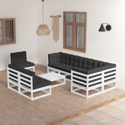 vidaXL 9-tlg. Garten-Lounge-Set mit Kissen Massivholz Kiefer