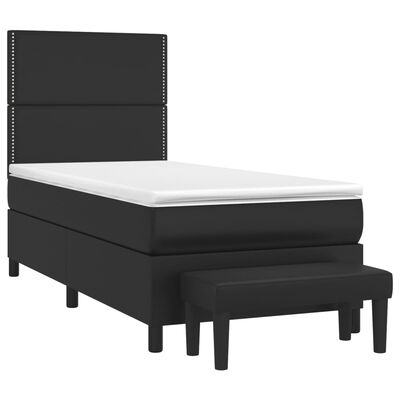 vidaXL Boxspringbett mit Matratze Schwarz 80x200 cm Kunstleder