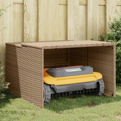 vidaXL Mähroboter-Garage Beige 86x90x52/57 cm Poly Rattan