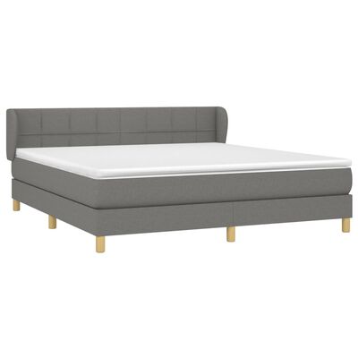 vidaXL Boxspringbett mit Matratze Dunkelgrau 160x200 cm Stoff