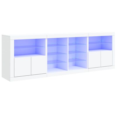 vidaXL Sideboard mit LED-Leuchten Weiß 202x37x67 cm