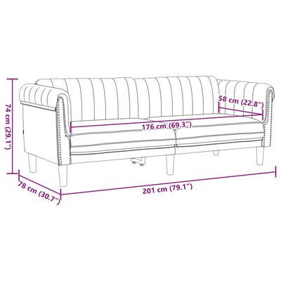 vidaXL 3-Sitzer Sofa Braun Kunstleder Wildleder-Optik