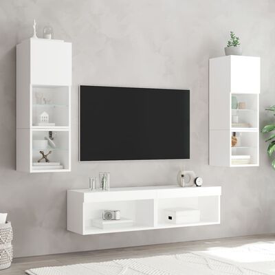 vidaXL TV-Schränke mit LED-Leuchten 2 Stk. Weiß 60x30x30 cm