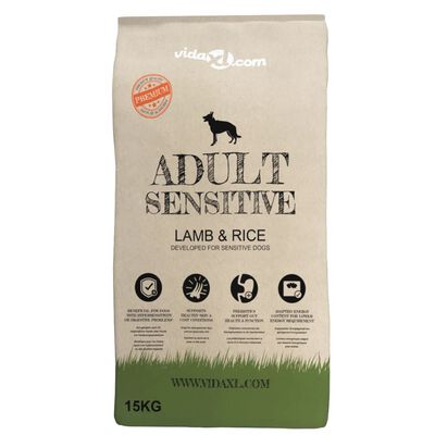 vidaXL Trockenfutter für Hunde Adult Sensitive Lamb & Rice 15 kg