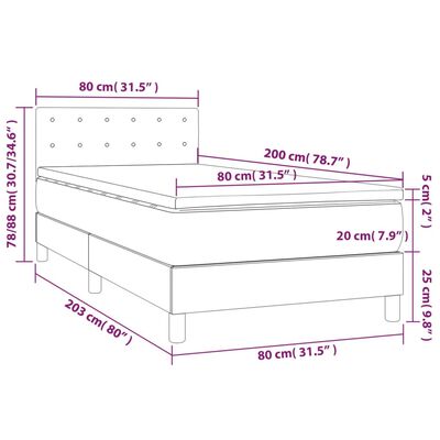 vidaXL Boxspringbett mit Matratze Schwarz 80x200 cm Samt