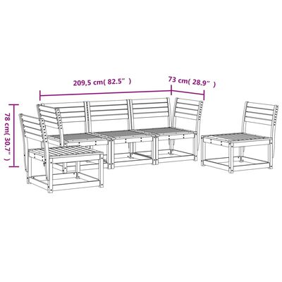 vidaXL 5-tlg. Garten-Sofagarnitur Wachsbraun Massivholz Kiefer