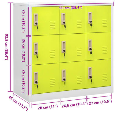 vidaXL Schließfachschrank Hellgrau und Grün 90x45x92,5 cm Stahl