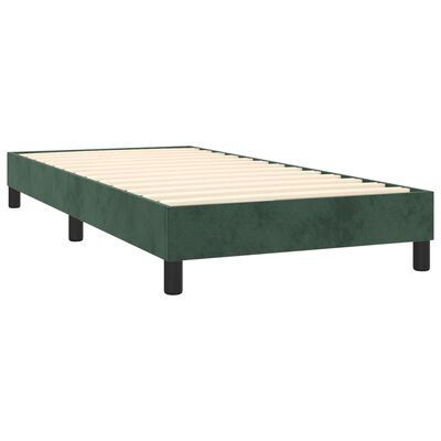 vidaXL Boxspringbett mit Matratze Dunkelgrün 90x200 cm Samt