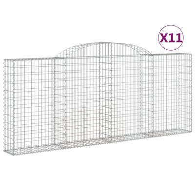 vidaXL Gabionen mit Hochbogen 11 Stk 300x30x120/140cm Verzinktes Eisen