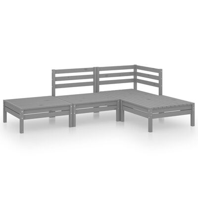 vidaXL 4-tlg. Garten-Lounge-Set Grau Massivholz Kiefer