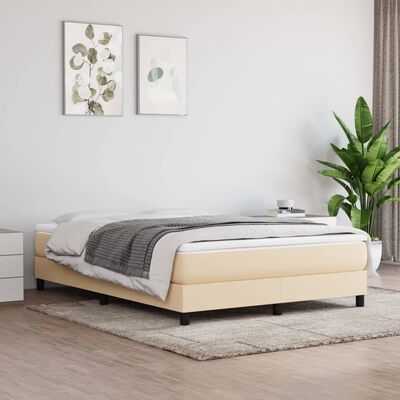 vidaXL Boxspringbett mit Matratze Creme 140x200 cm Stoff