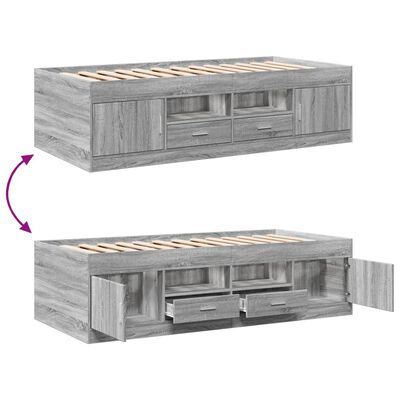 vidaXL Tagesbett mit Schubladen ohne Matratze Grau Sonoma 75x190 cm