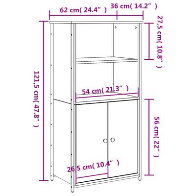 vidaXL Highboard Räuchereiche 62x36x121,5 cm Holzwerkstoff